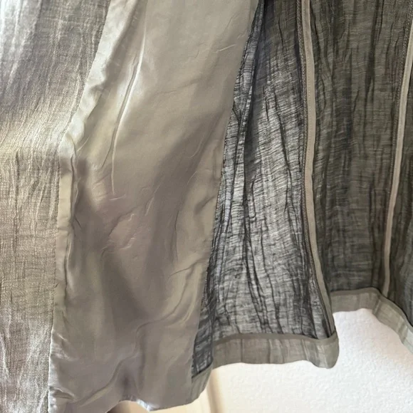 Eileen Fisher Linen Crinkle Grey Women's Top Jacket Sz XL - Picture 9 of 11